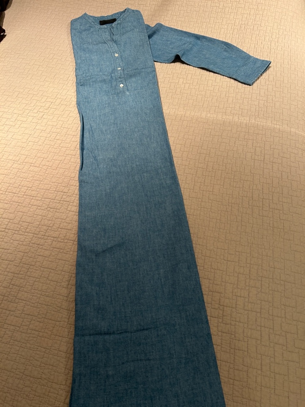 Nili Lotan Light Wash Denim Long Sleeve Maxi Dress